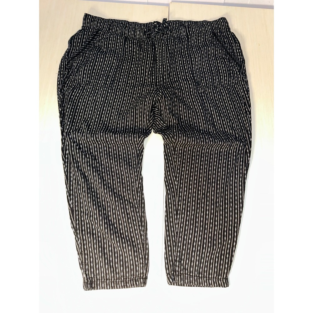 Old Navy Black White Textured Stripe Cotton Jogger Pants XXL